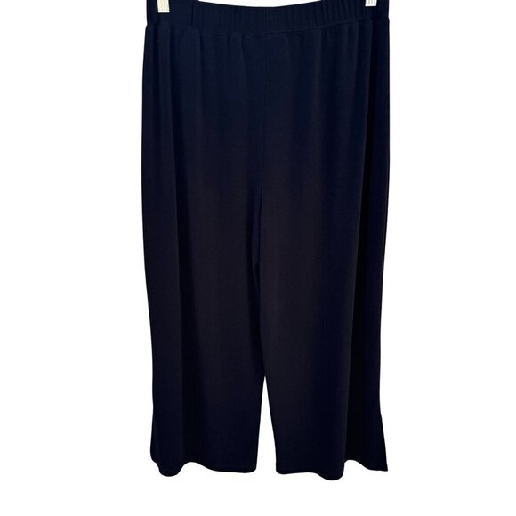 Simonton Says Womens Stretch Black Wide-Leg Side Hem Slit Cropped Dress Pants L - Picture 5 of 8